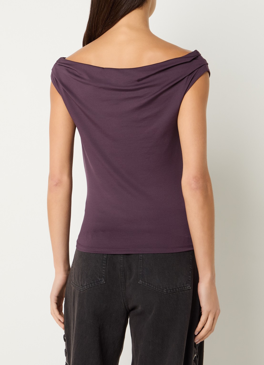 Modström Hima off shoulder top - achterkant 4 aubergine