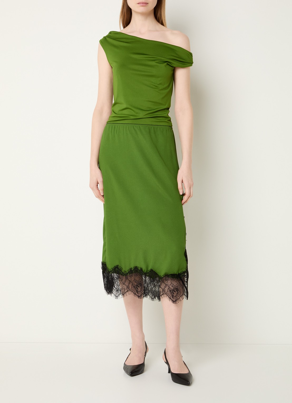 Modström Hima off shoulder top - voorkant 3 groen
