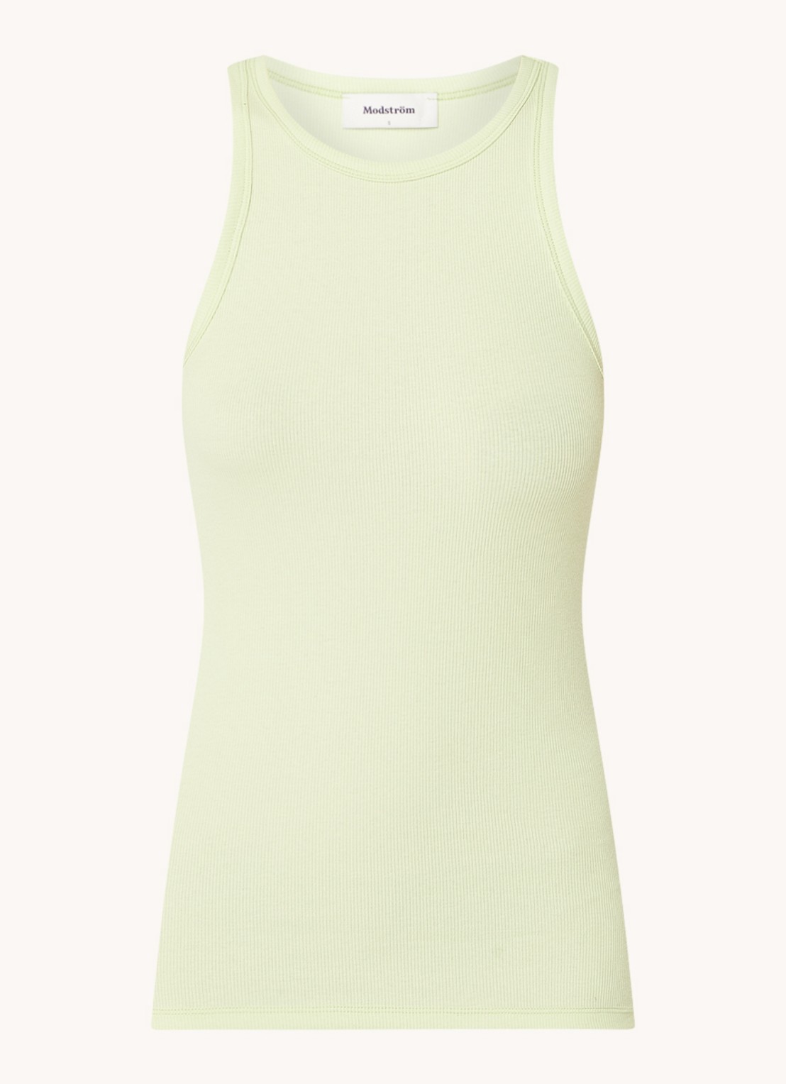 Modström Igor ribgebreide tanktop met stretch - voorkant 2 neongroen