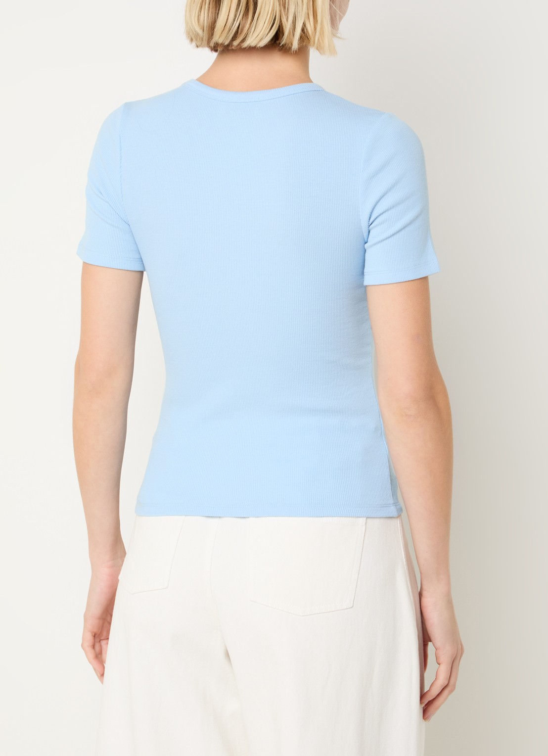 Modström Igor T-shirt met ribstructuur - achterkant 4 lichtblauw