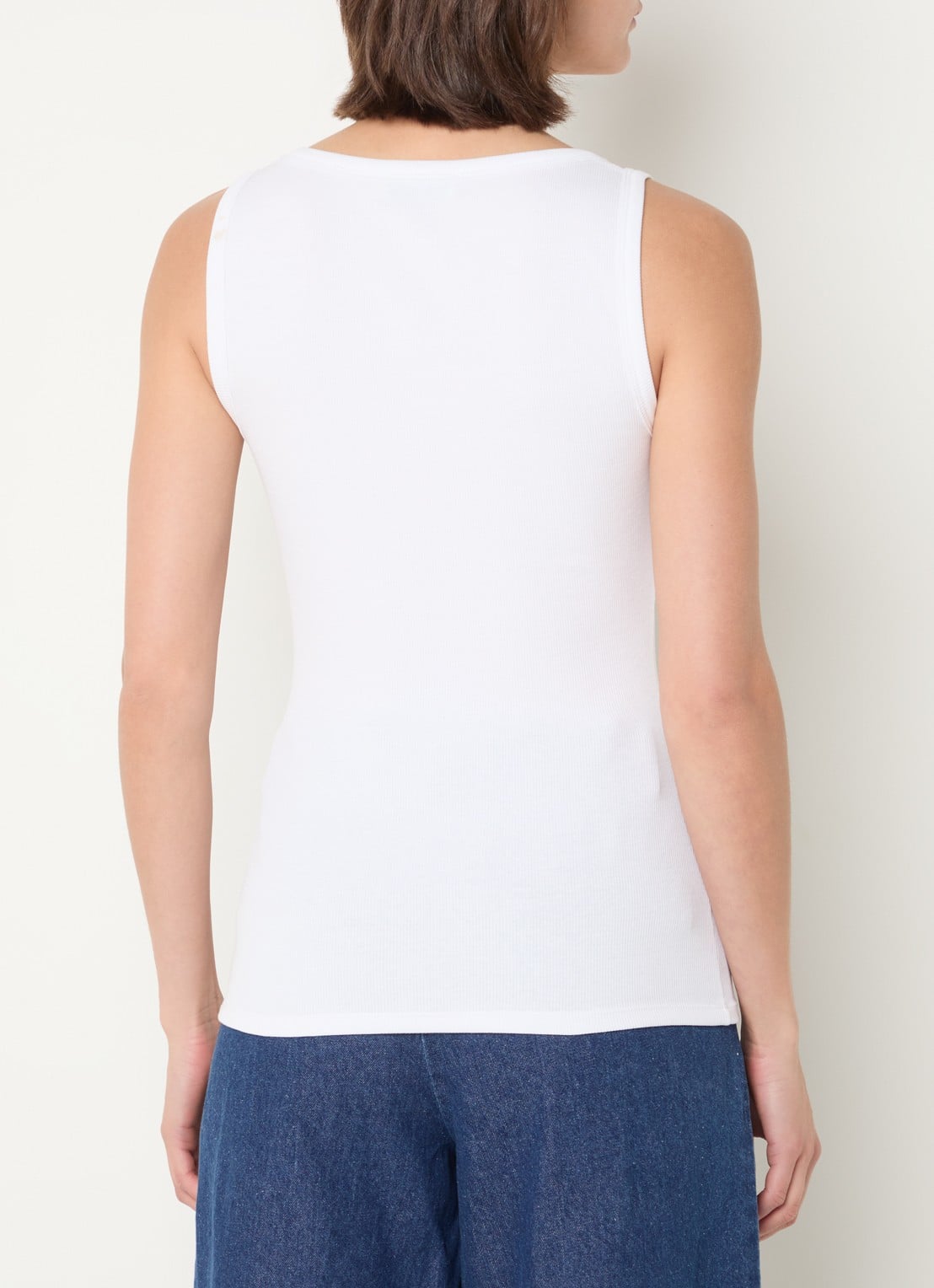 Modström Igor tanktop met ribstructuur - achterkant wit