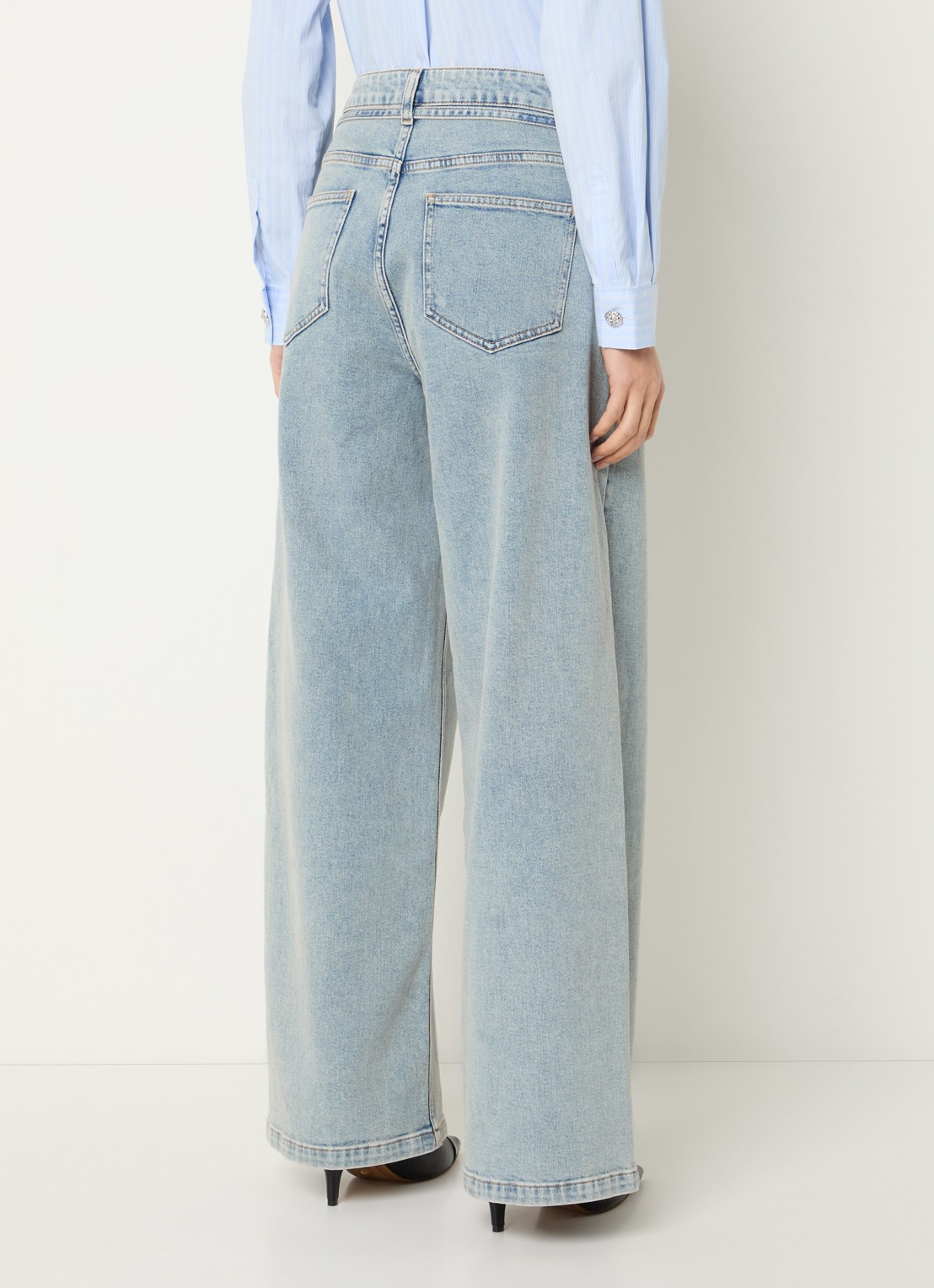Modström Isolde high waist loose fit jeans met strikceintuur - achterkant 3 indigo