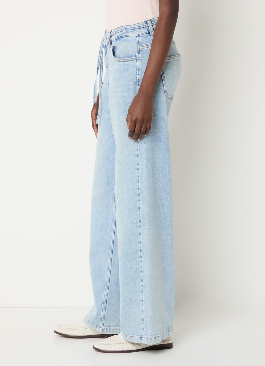 Modström Isolde high waist straight leg jeans met strikceintuur - detail 5 indigo