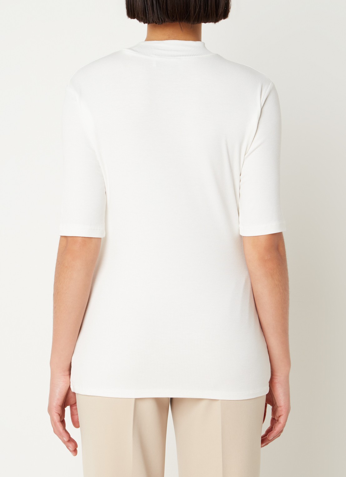 Modström Krown T-shirt met ribstructuur - achterkant 2 lichtgrijs