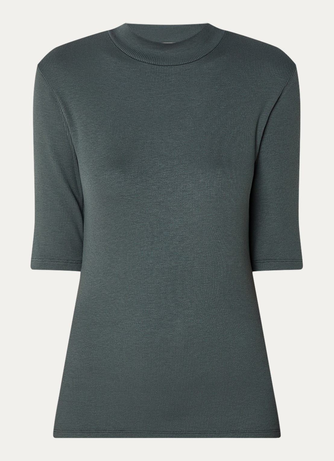 Modström Krown T-shirt met ribstructuur - voorkant 3 groen