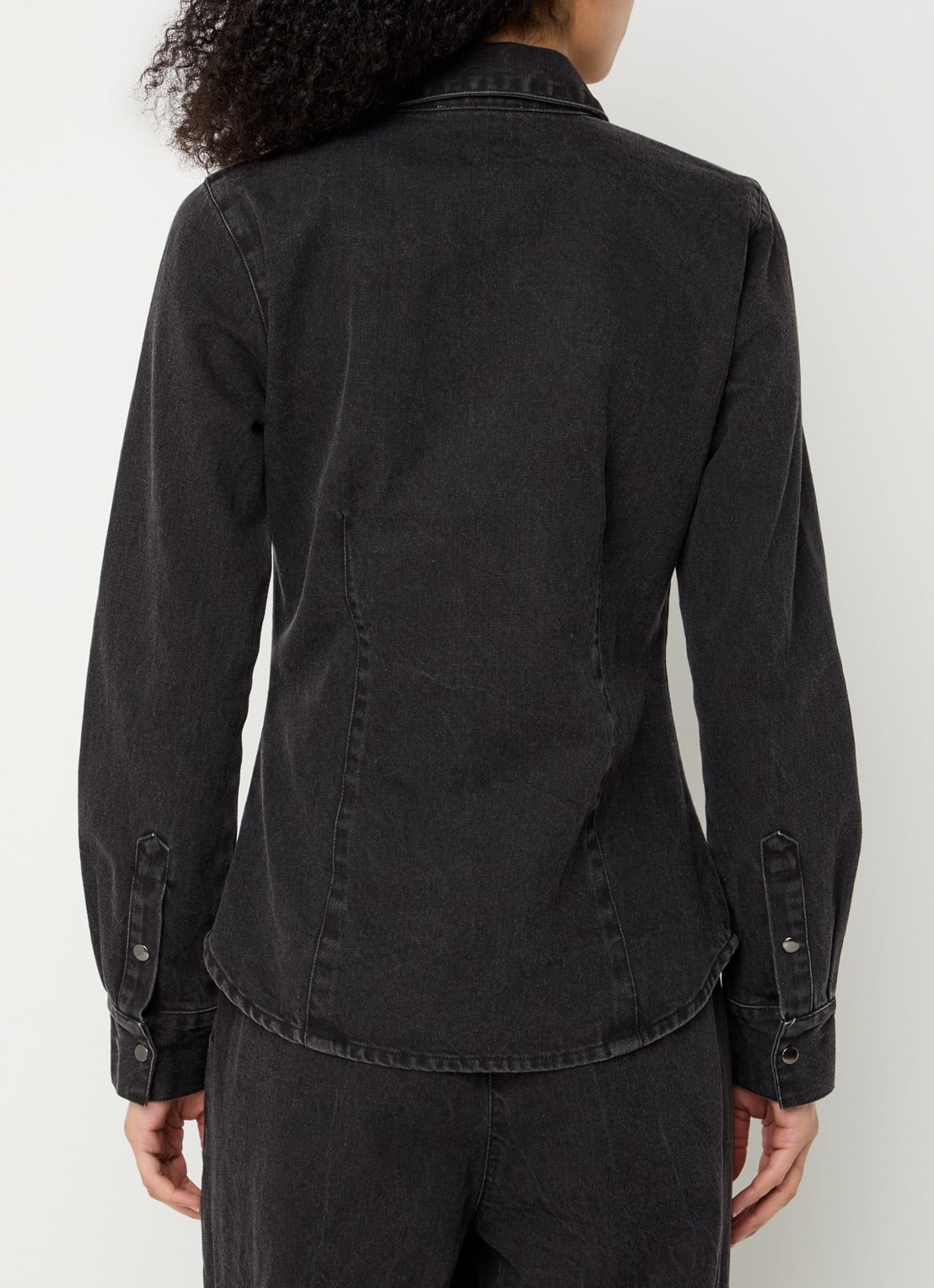 Modström Minni blouse van denim - achterkant 4 donkergrijs