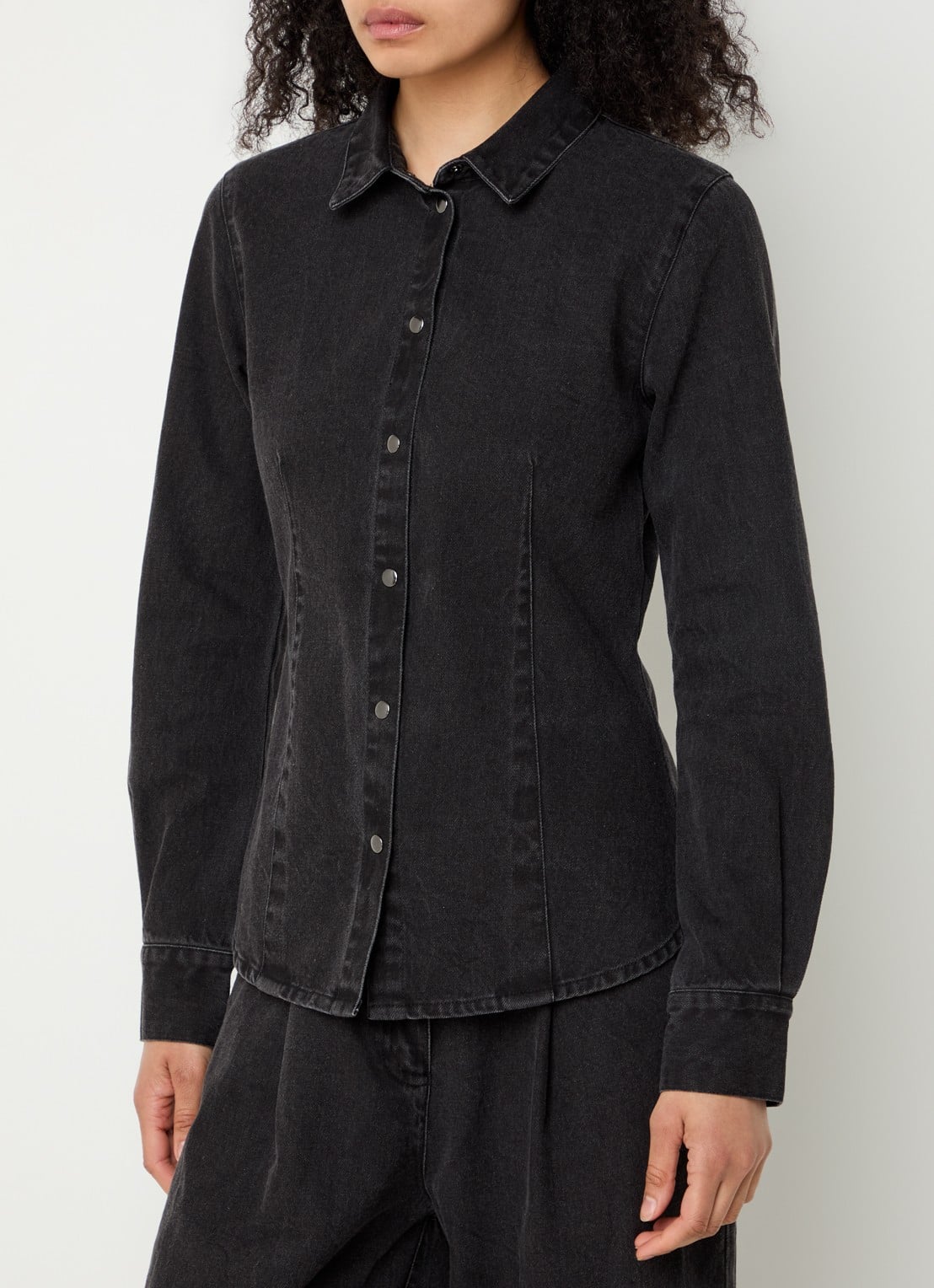 Modström Minni blouse van denim - detail 3 donkergrijs