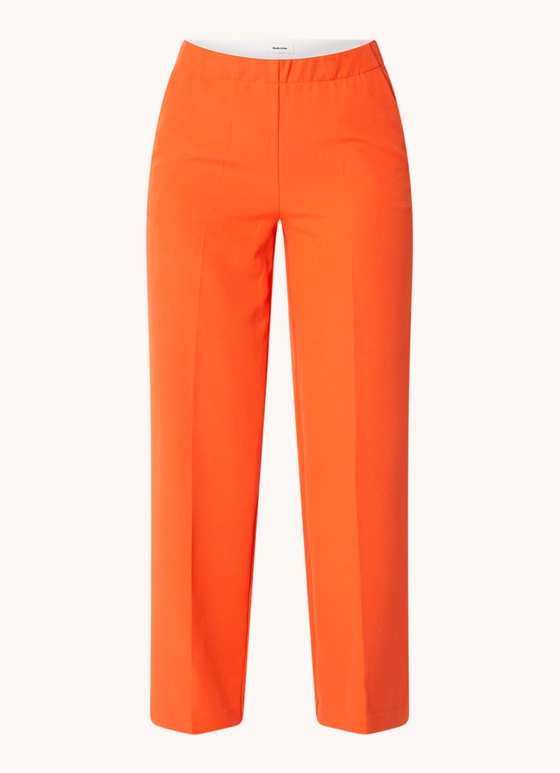 Modström Nelli high waist loose fit pantalon met steekzakken - voorkant oranje