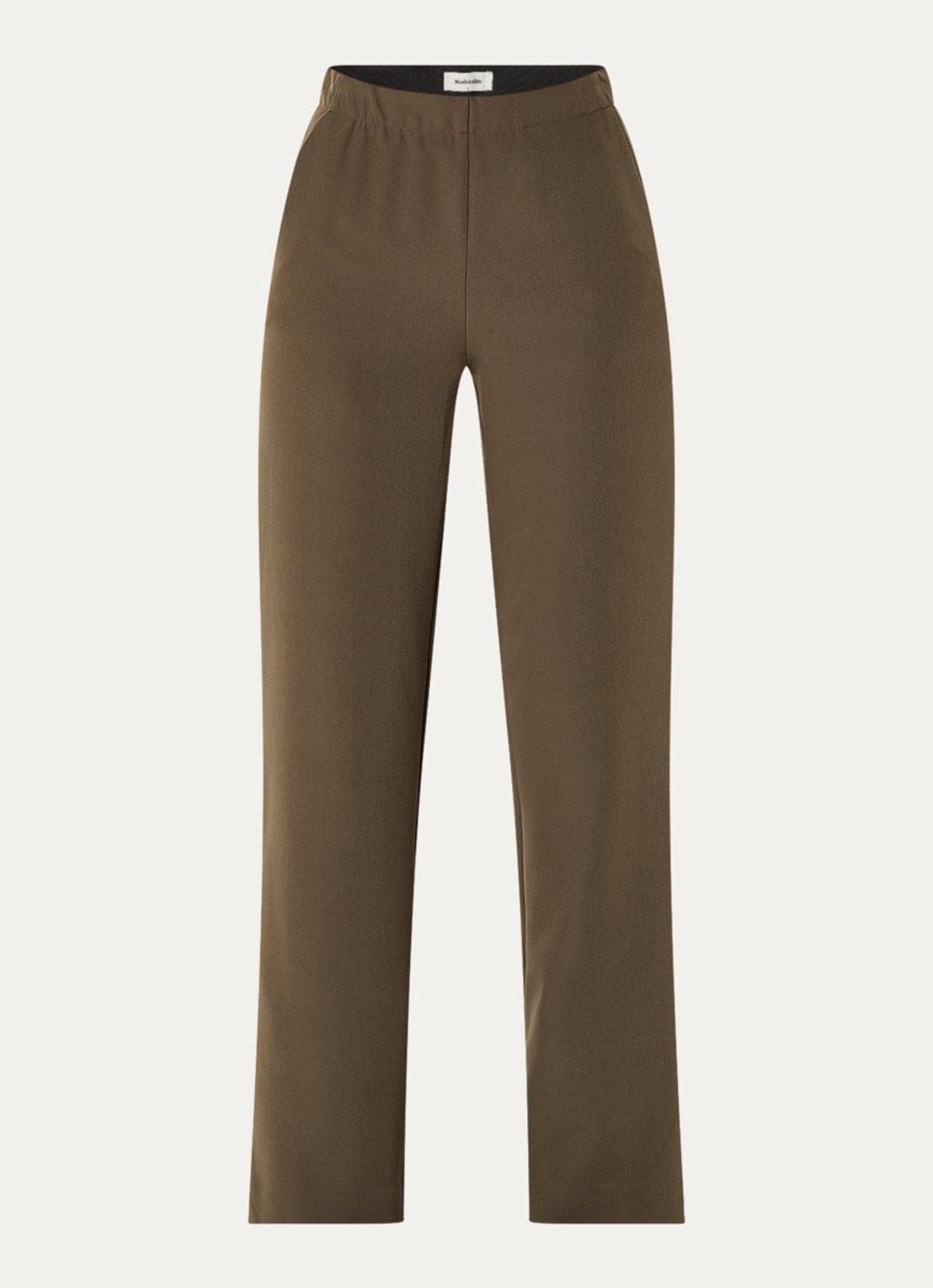Modström Nelli high waist loose fit pantalon met steekzakken - voorkant olijfgroen