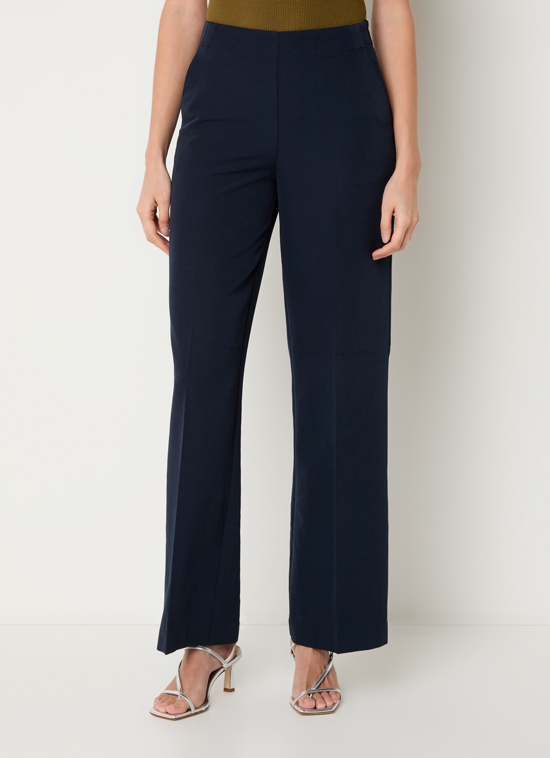 Modström Nelli high waist loose fit pantalon met steekzakken - detail 3 donkerblauw