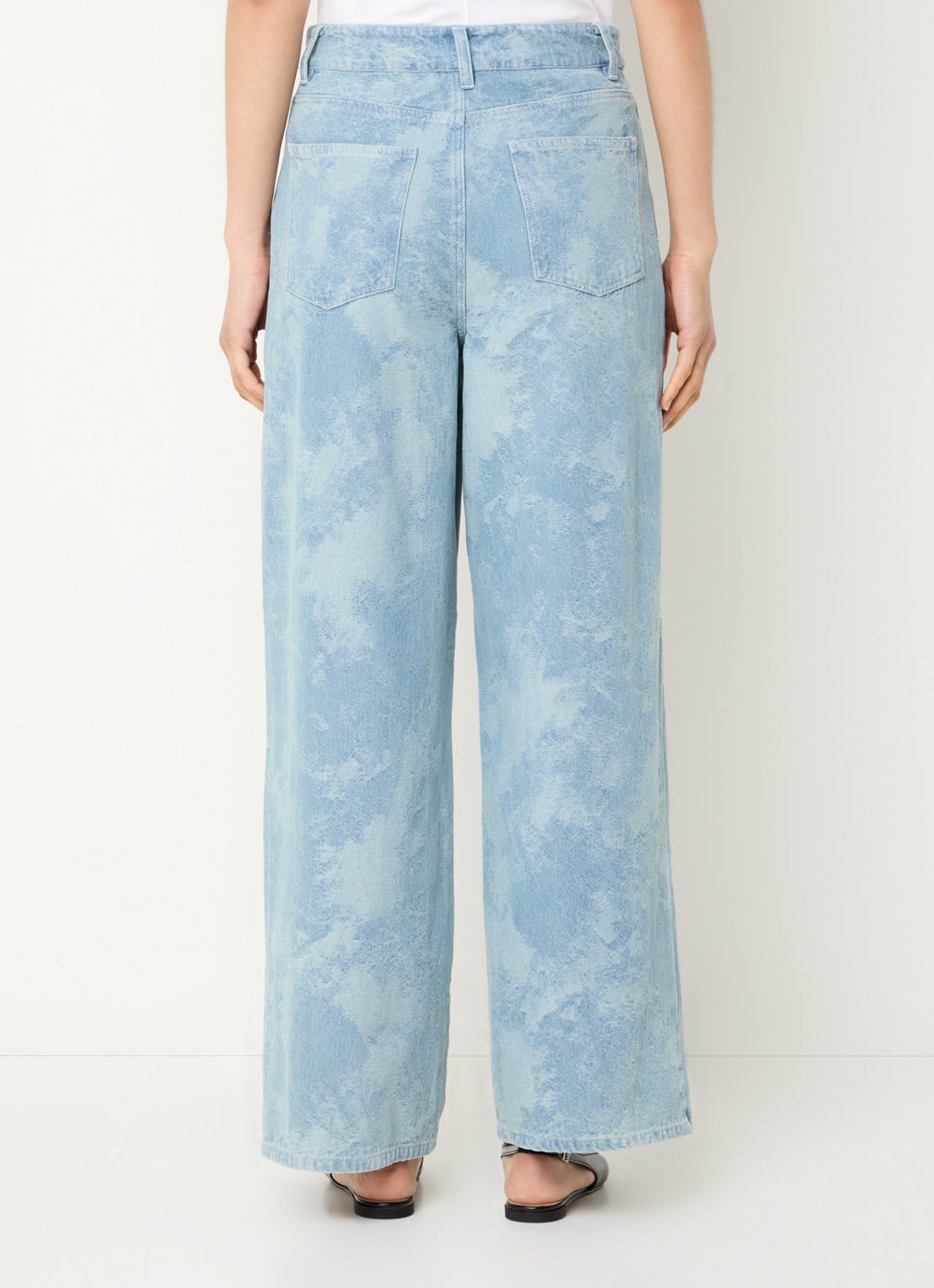 Modström Newland high waist wide leg jeans met jacquard dessin - achterkant indigo