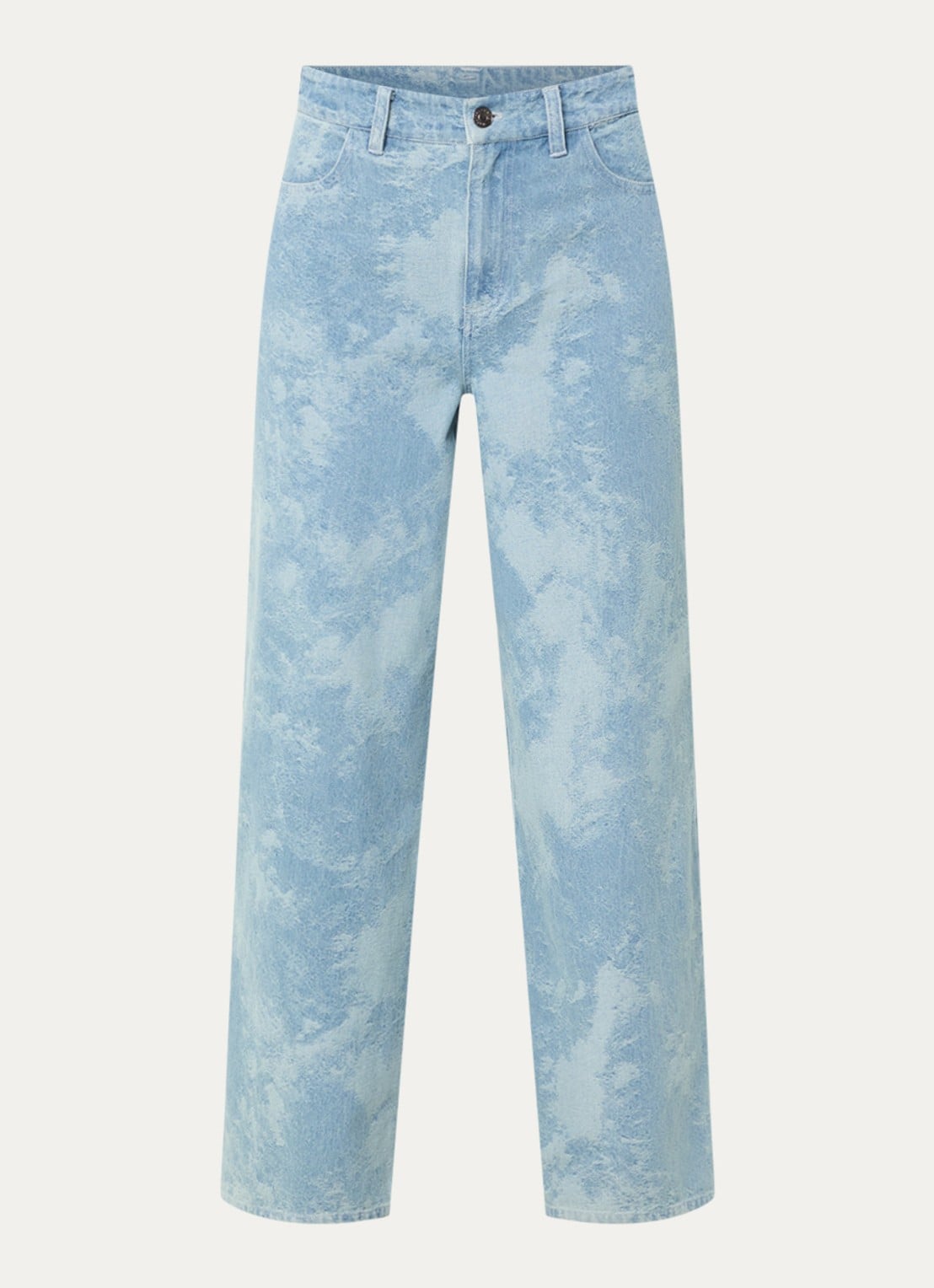Modström Newland high waist wide leg jeans met jacquard dessin - voorkant 3 indigo