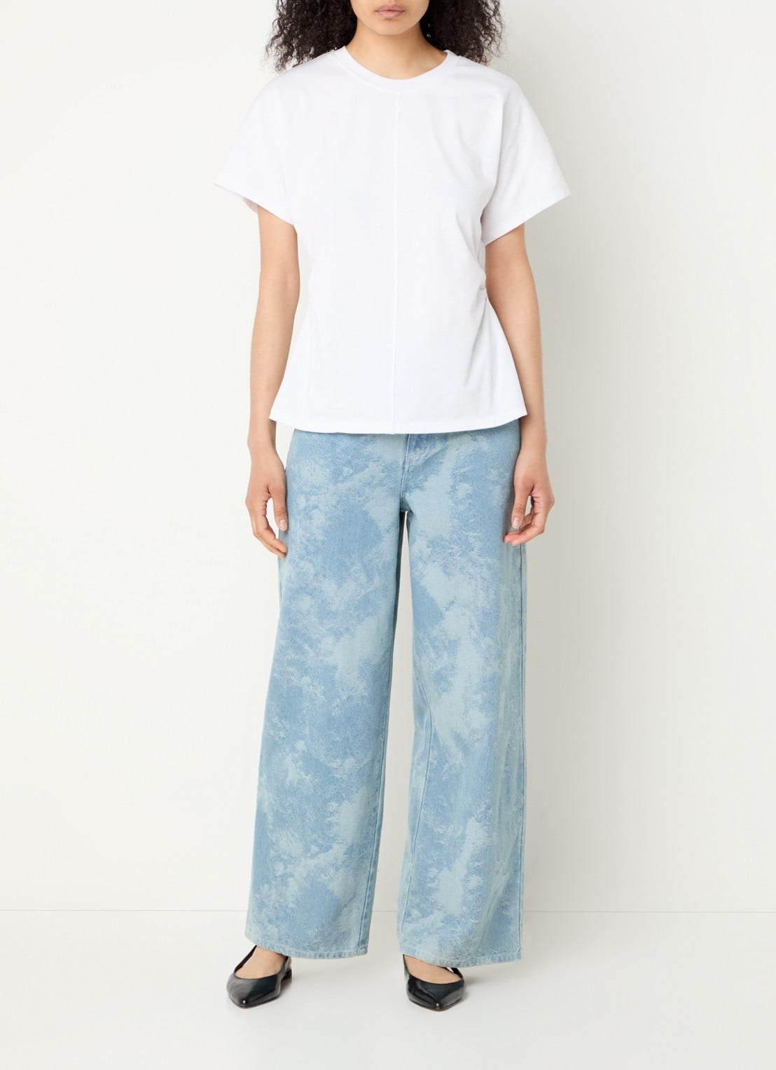 Modström Newland high waist wide leg jeans met jacquard dessin - voorkant 4 indigo