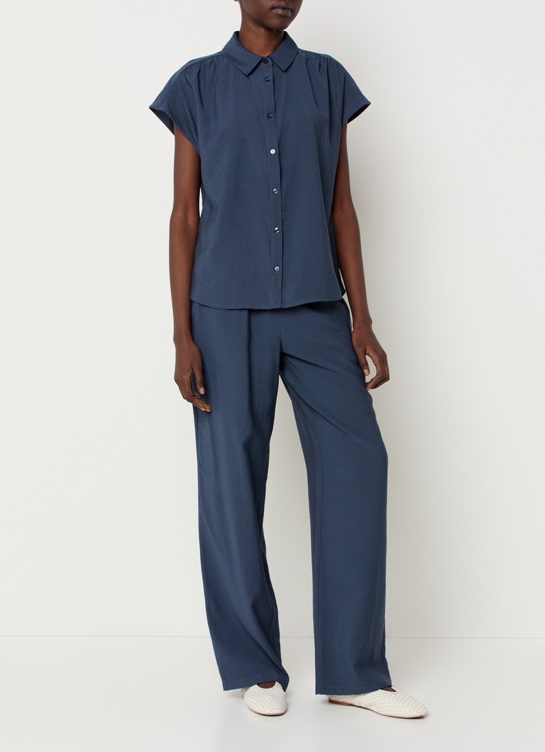 Modström Nicki blouse met plooidetail - voorkant 4 indigo