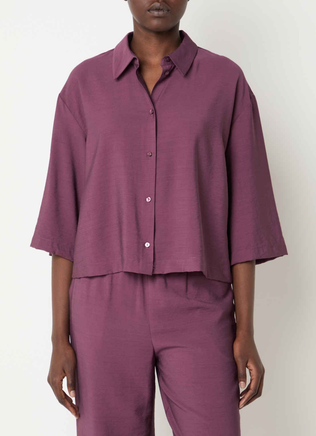 Modström Nicki blouse met plooien - detail 3 aubergine