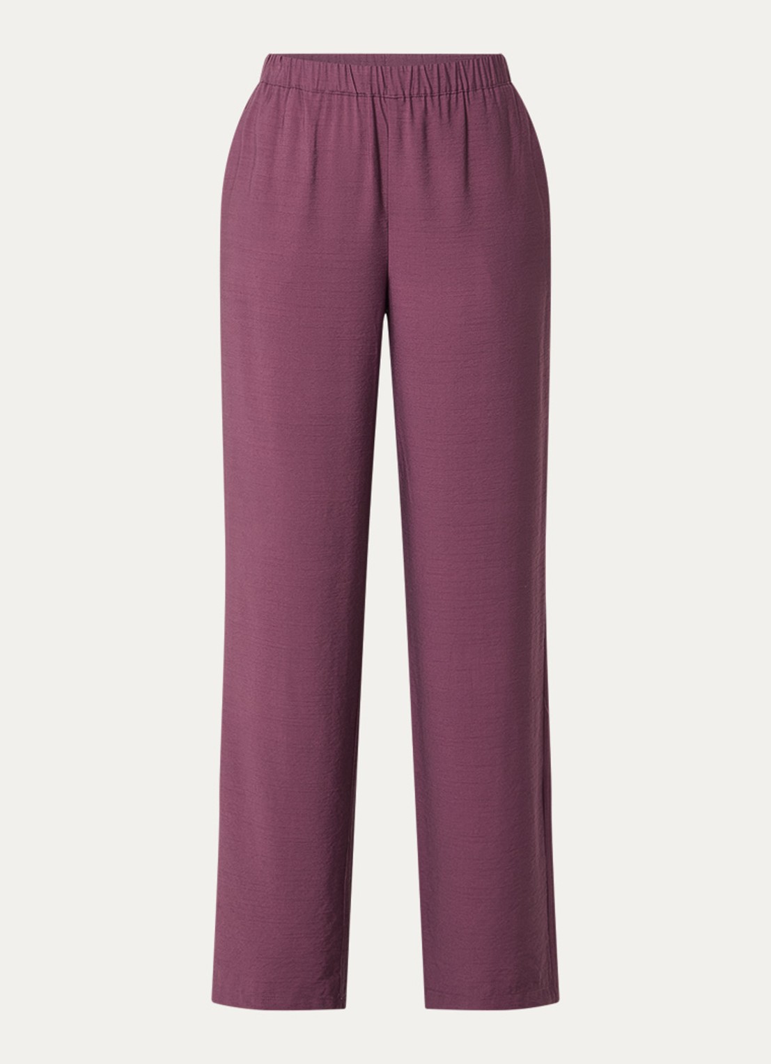 Modström Nicki high waist wide fit broek met steekzakken - voorkant 2 aubergine