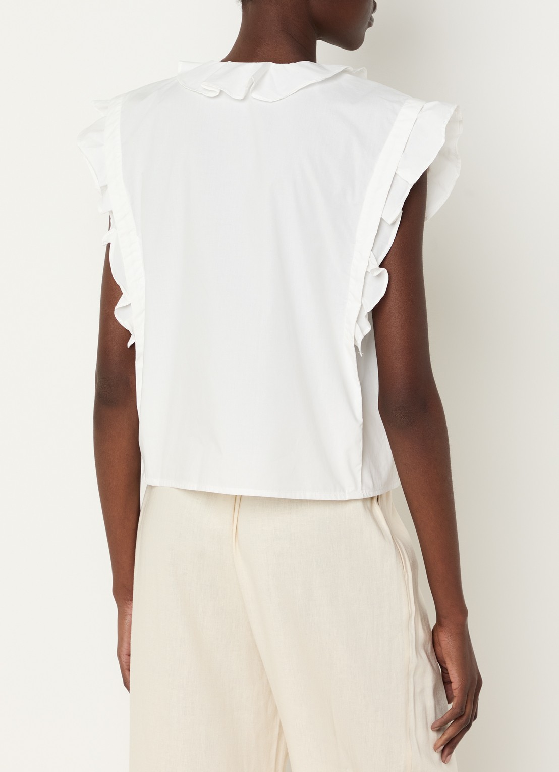 Modström Nikko mouwloze blouse met ruches - achterkant 3 gebroken wit
