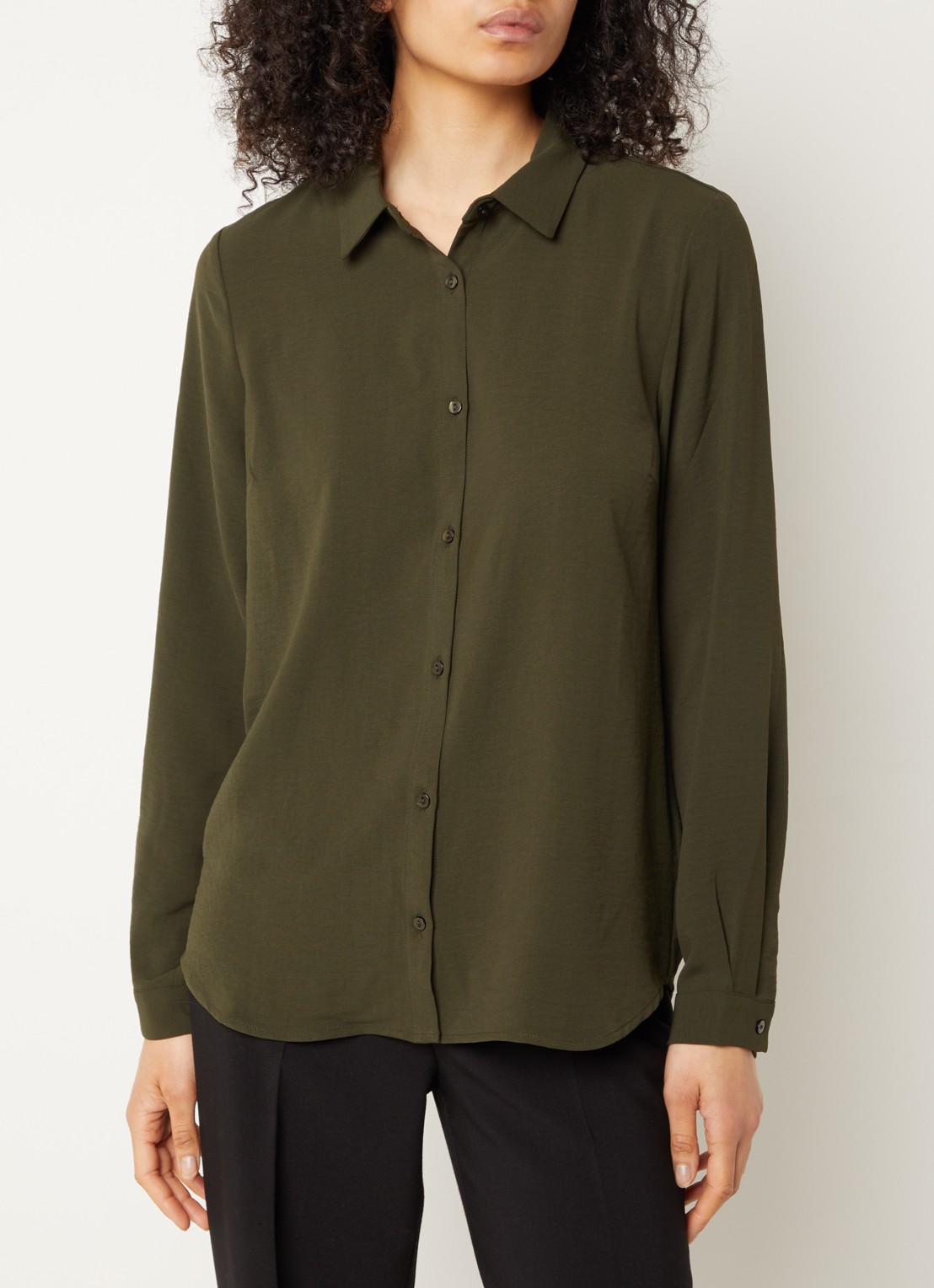 Modström Ossa blouse met kraag - detail 3 legergroen
