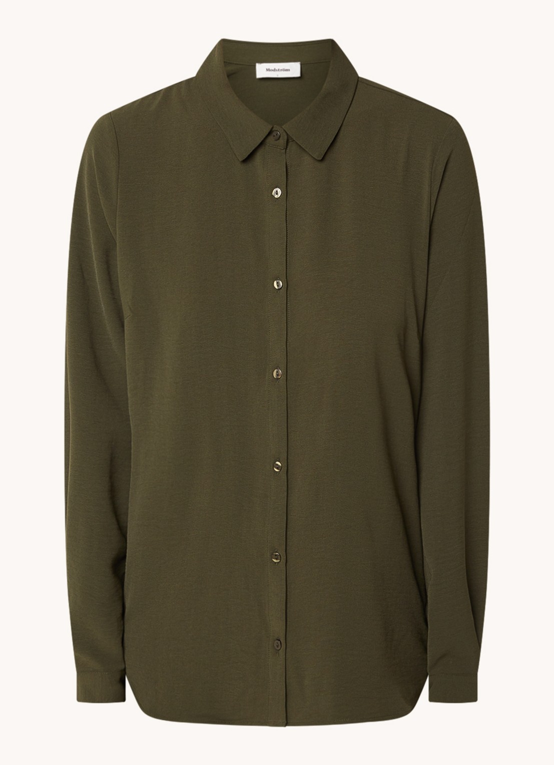 Modström Ossa blouse met kraag - voorkant legergroen