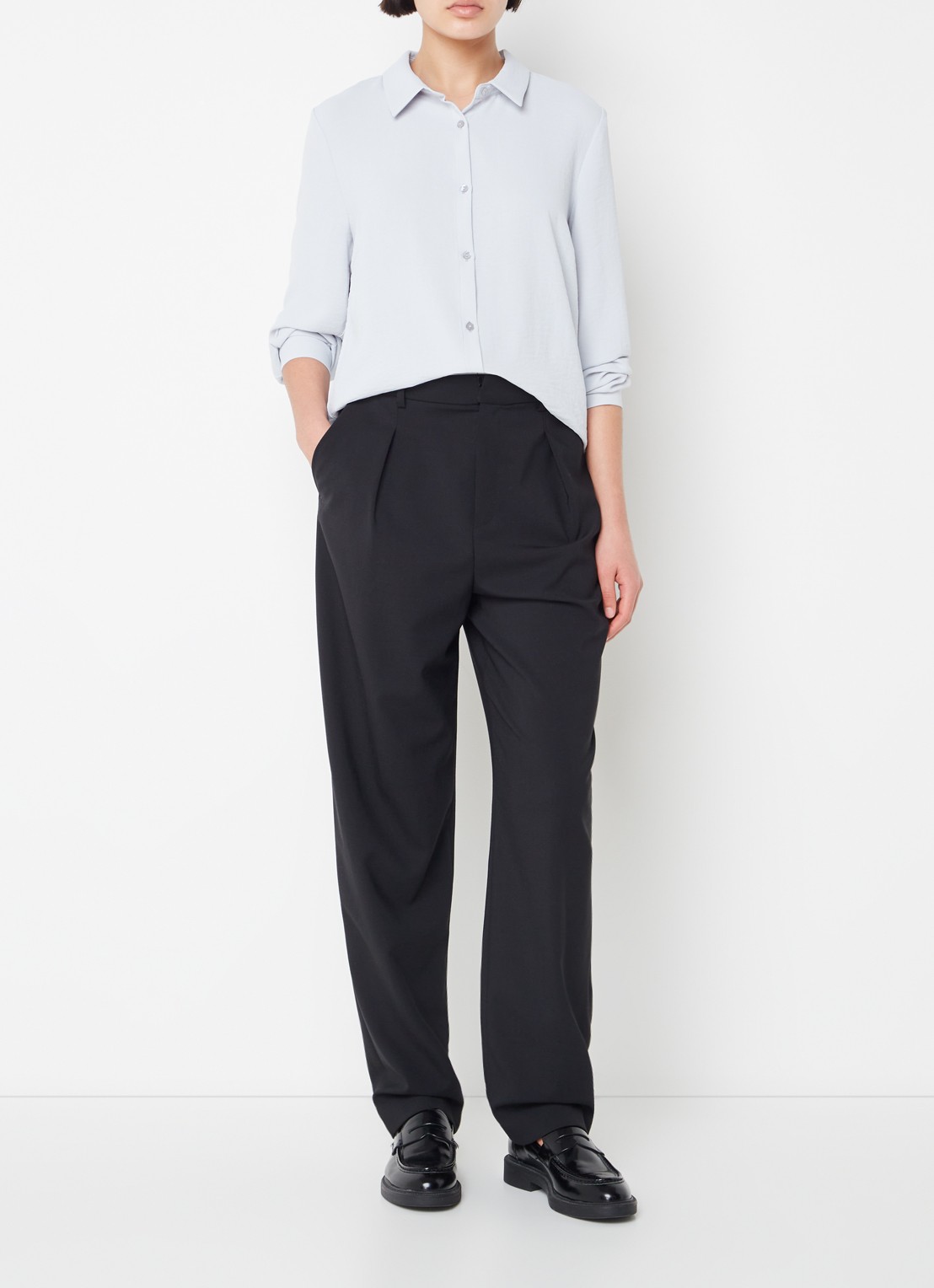 Modström Ossa blouse met kraag - voorkant 3 blauwgrijs
