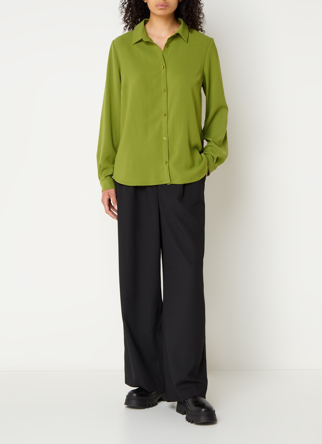 Modström Ossa blouse met kraag - voorkant 4 lindegroen