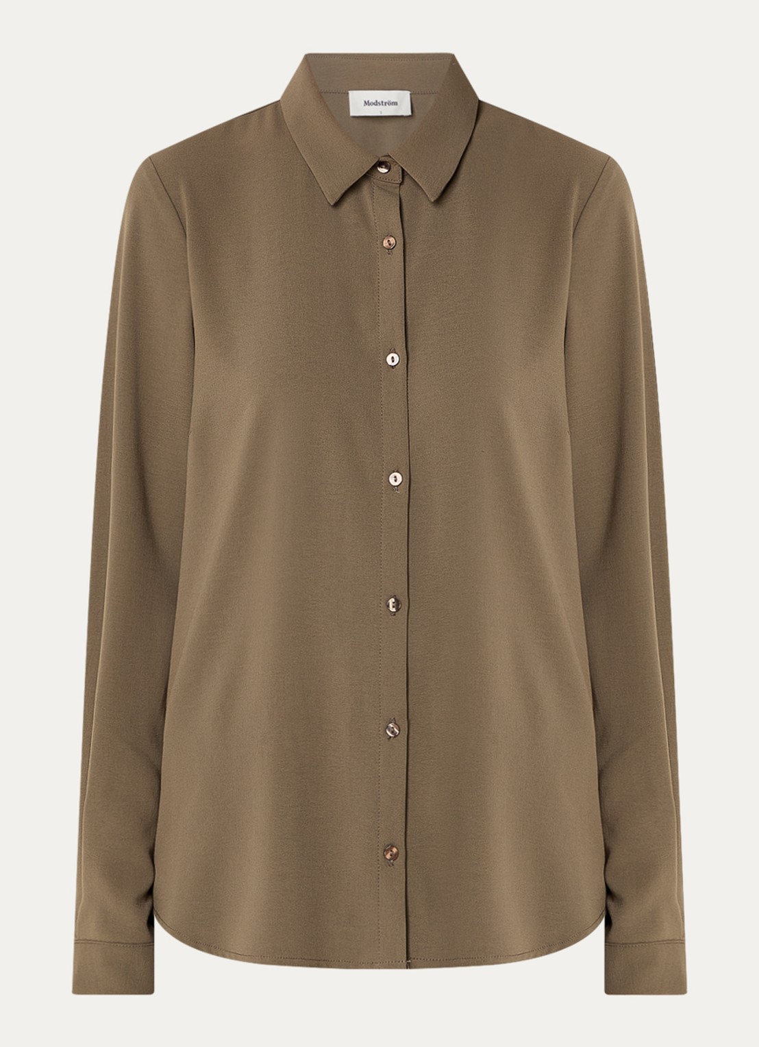 Modström Ossa blouse met kraag - voorkant 2 olijfgroen