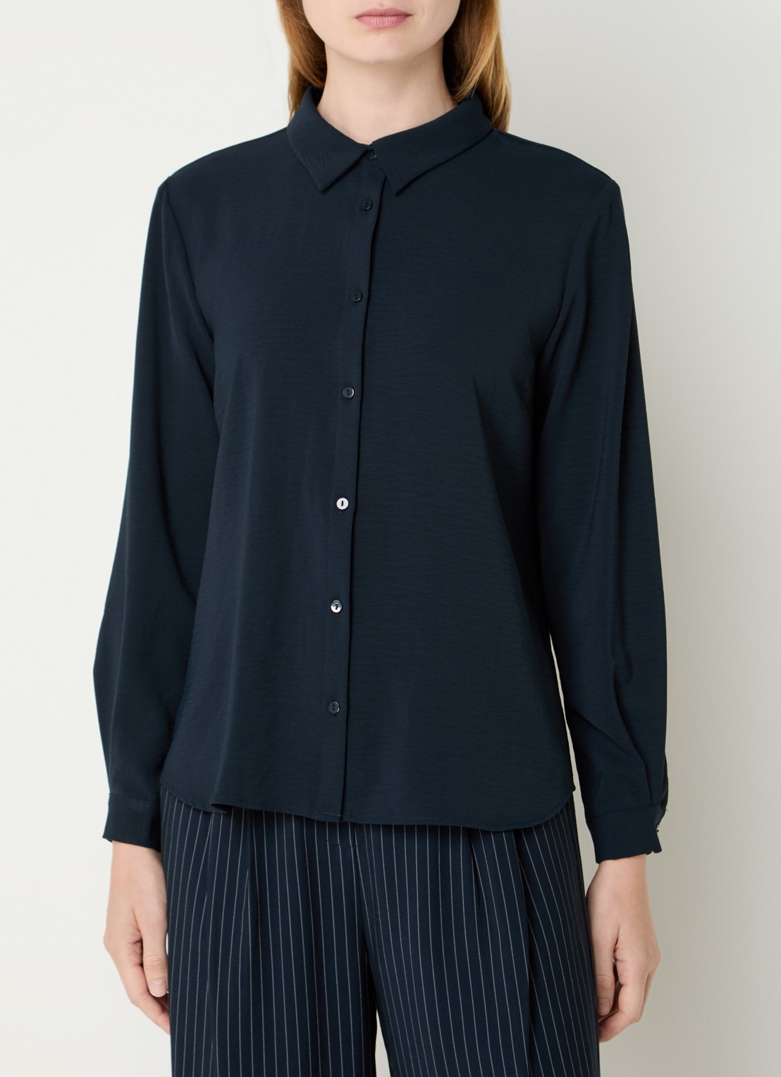 Modström Ossa blouse met kraag - detail 3 donkerblauw