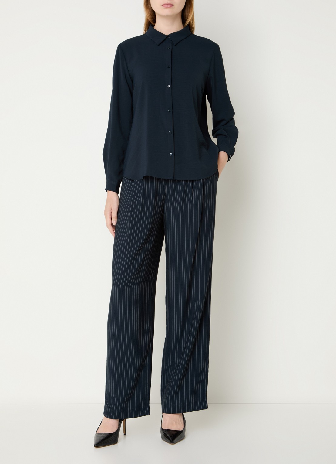 Modström Ossa blouse met kraag - voorkant 2 donkerblauw