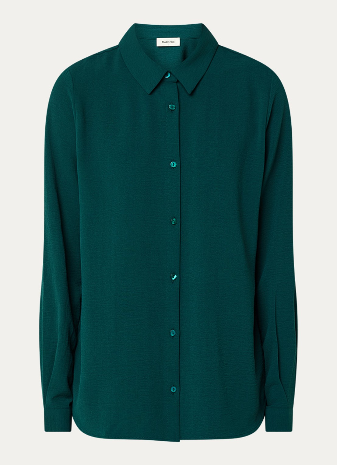 Modström Ossa blouse met kraag - voorkant 2 flessengroen