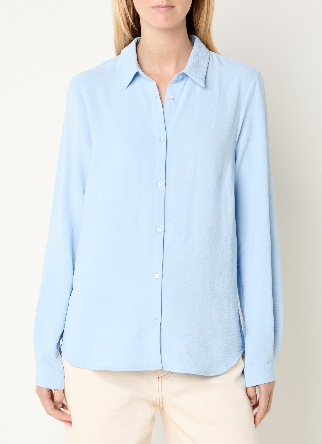 Modström Ossa blouse met kraag - detail 2 lichtblauw