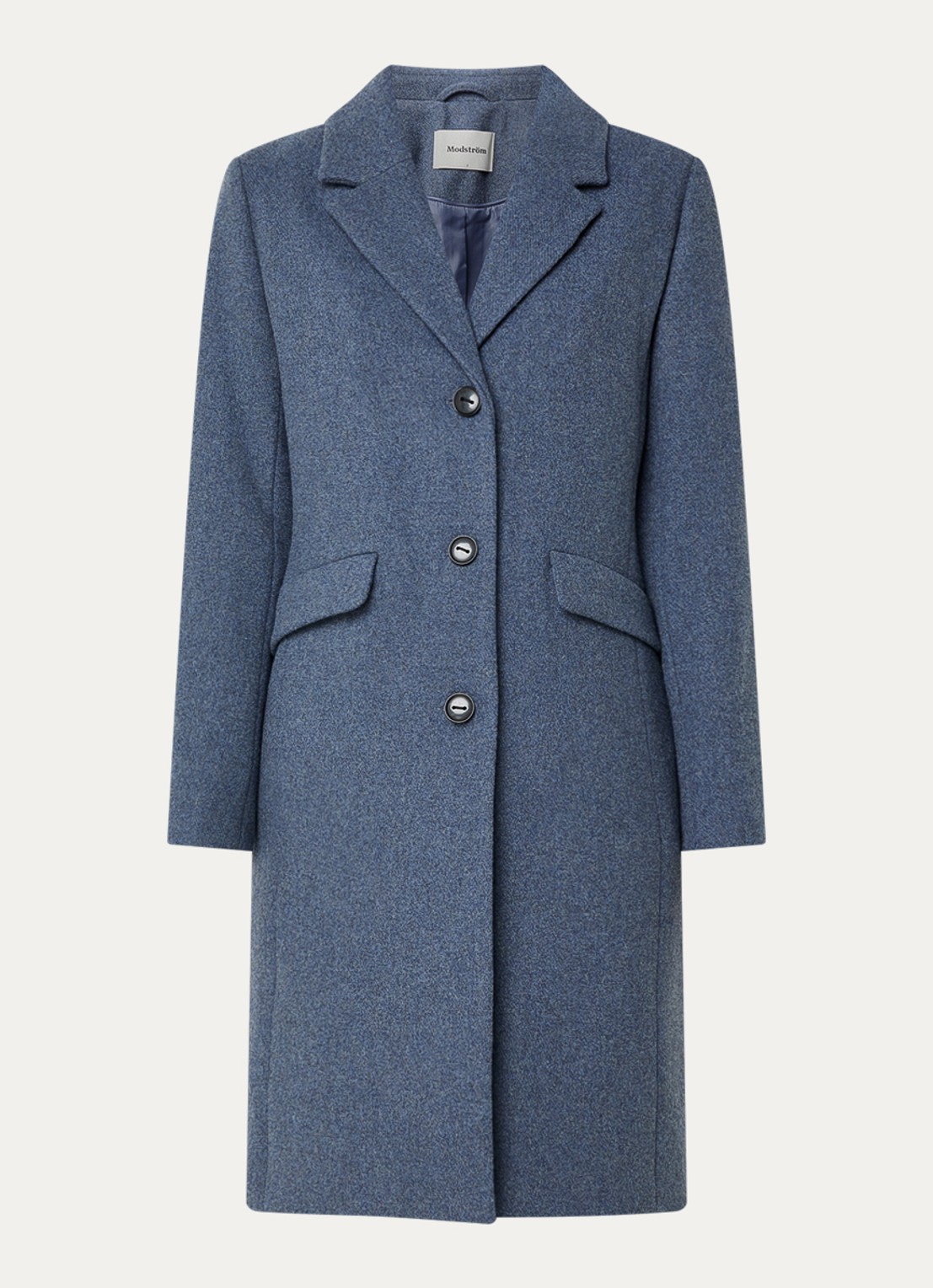 Modström Pamela mantel in wolblend - voorkant blauw