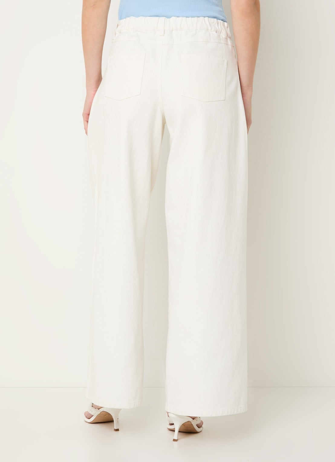 Modström Princess high waist wide leg jeans met gekleurde wassing - achterkant 5 gebroken wit