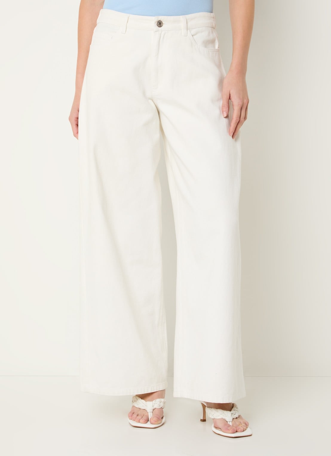 Modström Princess high waist wide leg jeans met gekleurde wassing - detail 3 gebroken wit