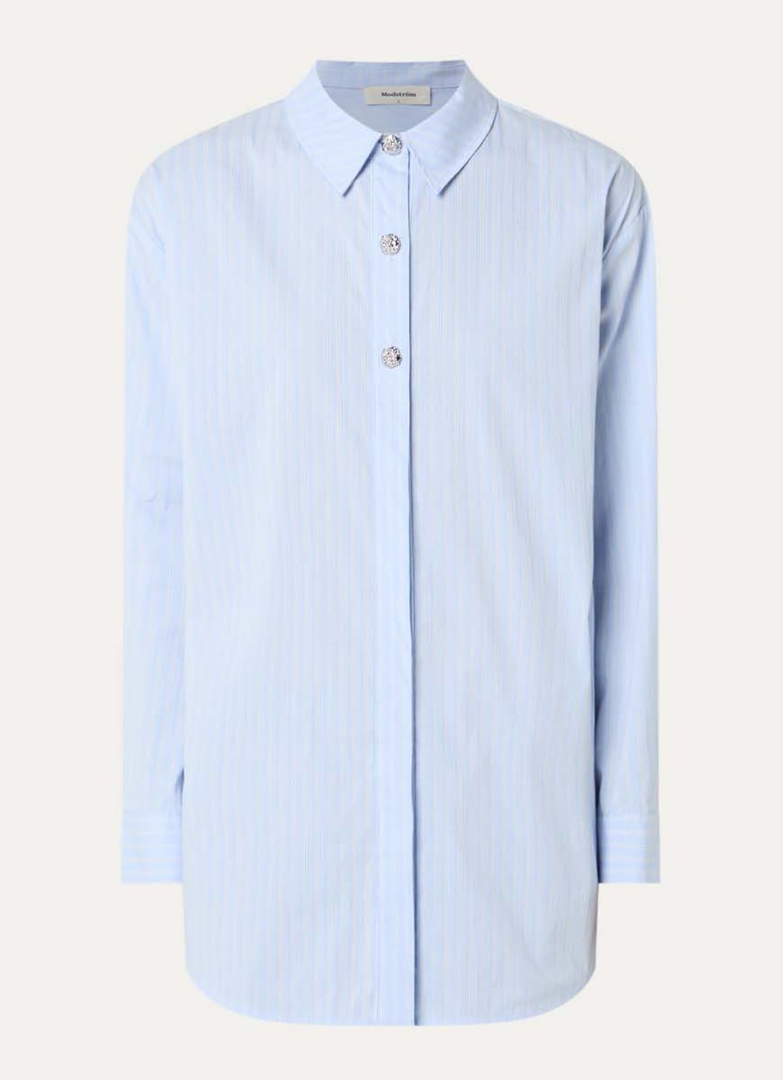 Modström Rowan blouse met streepprint - voorkant 2 lichtblauw