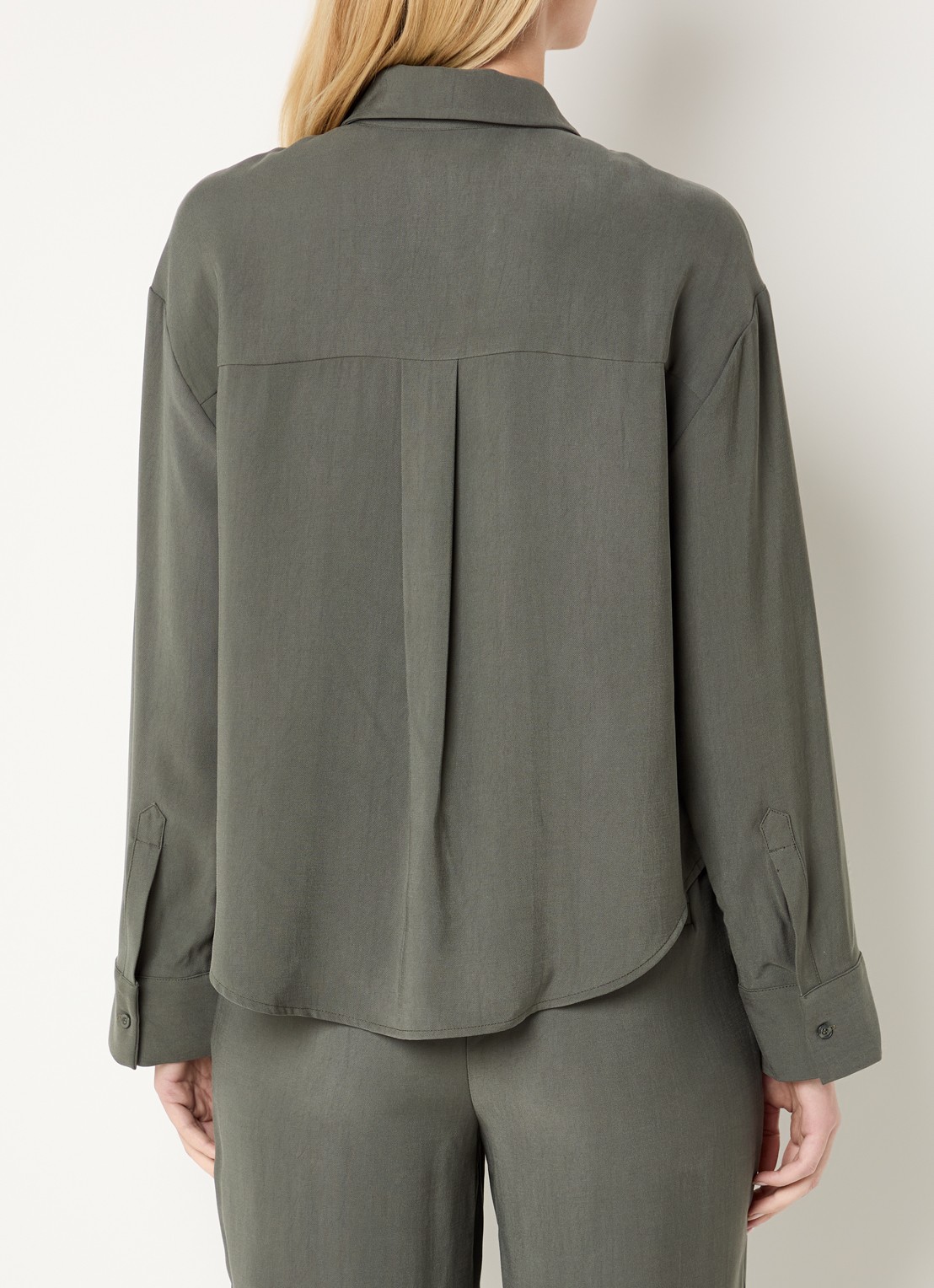Modström Sebastian blouse met kraag - achterkant legergroen
