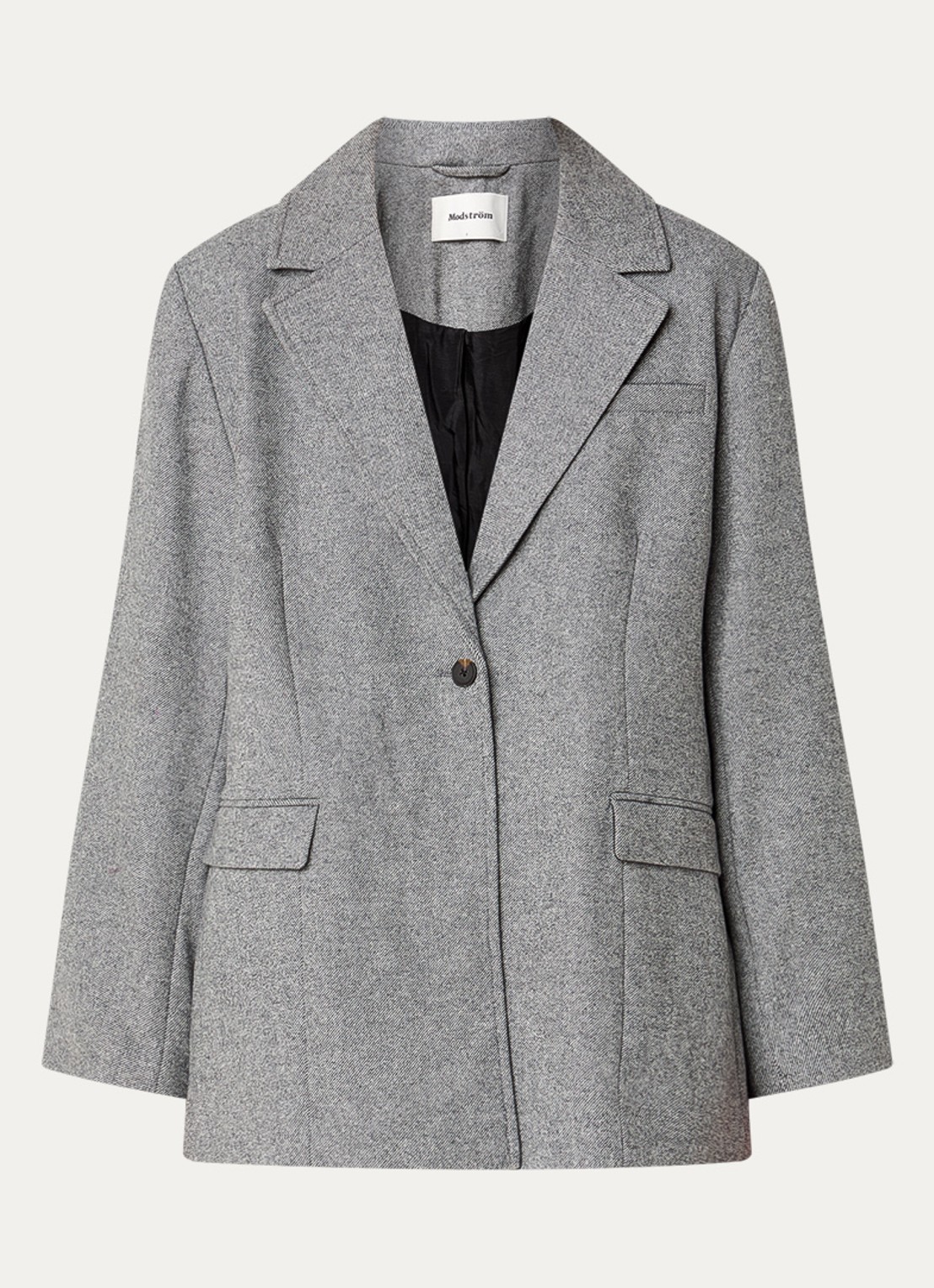 Modström Simon blazer in wolblend met gemêleerd dessin - voorkant grijsmele