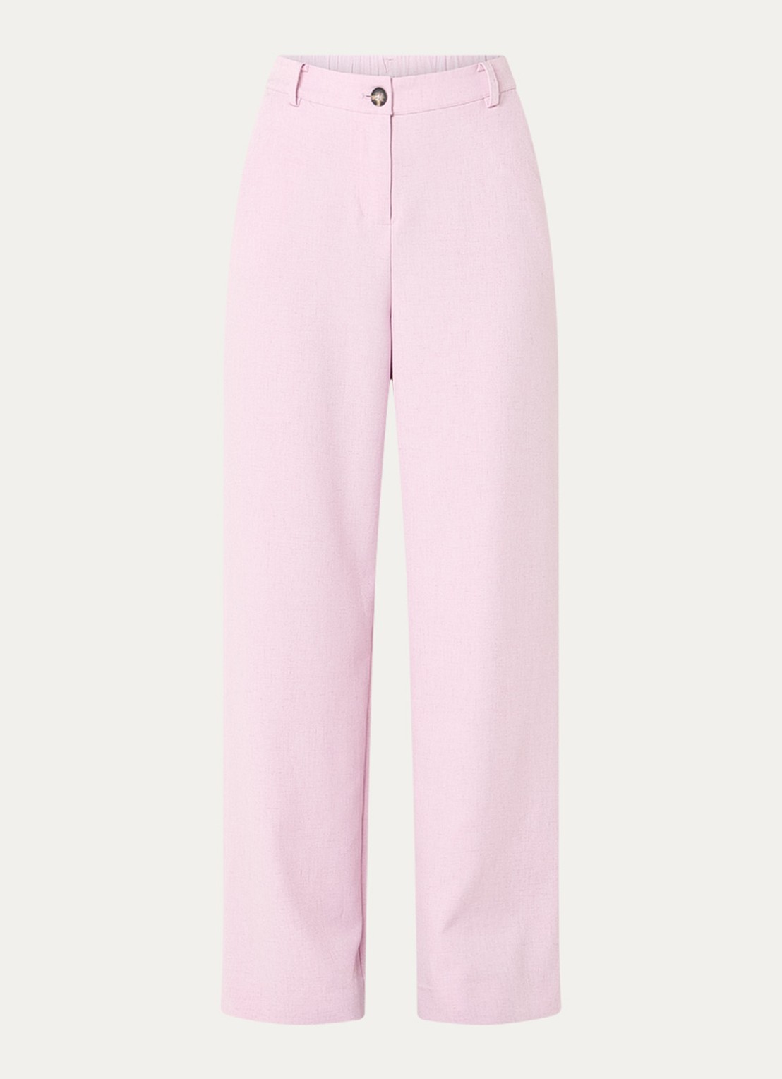 Modström Sophie high waist straight fit pantalon in linnenblend - voorkant 3 oudroze