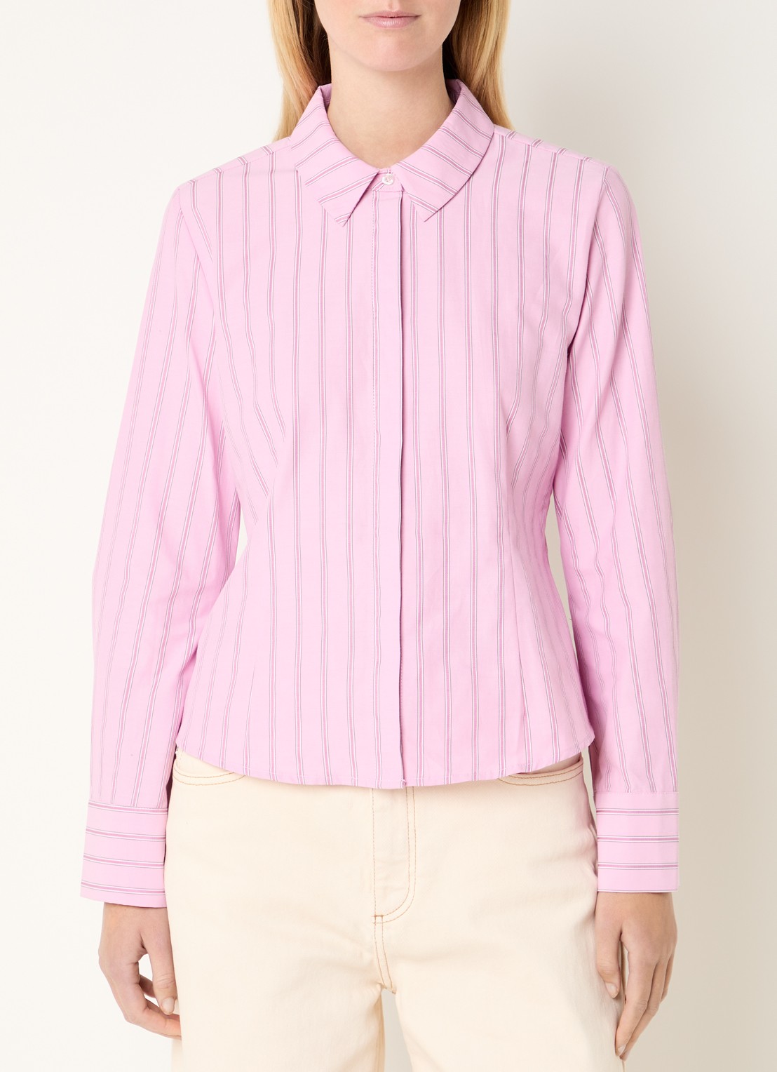 Modström Starlee blouse met streepprint - detail 2 roze