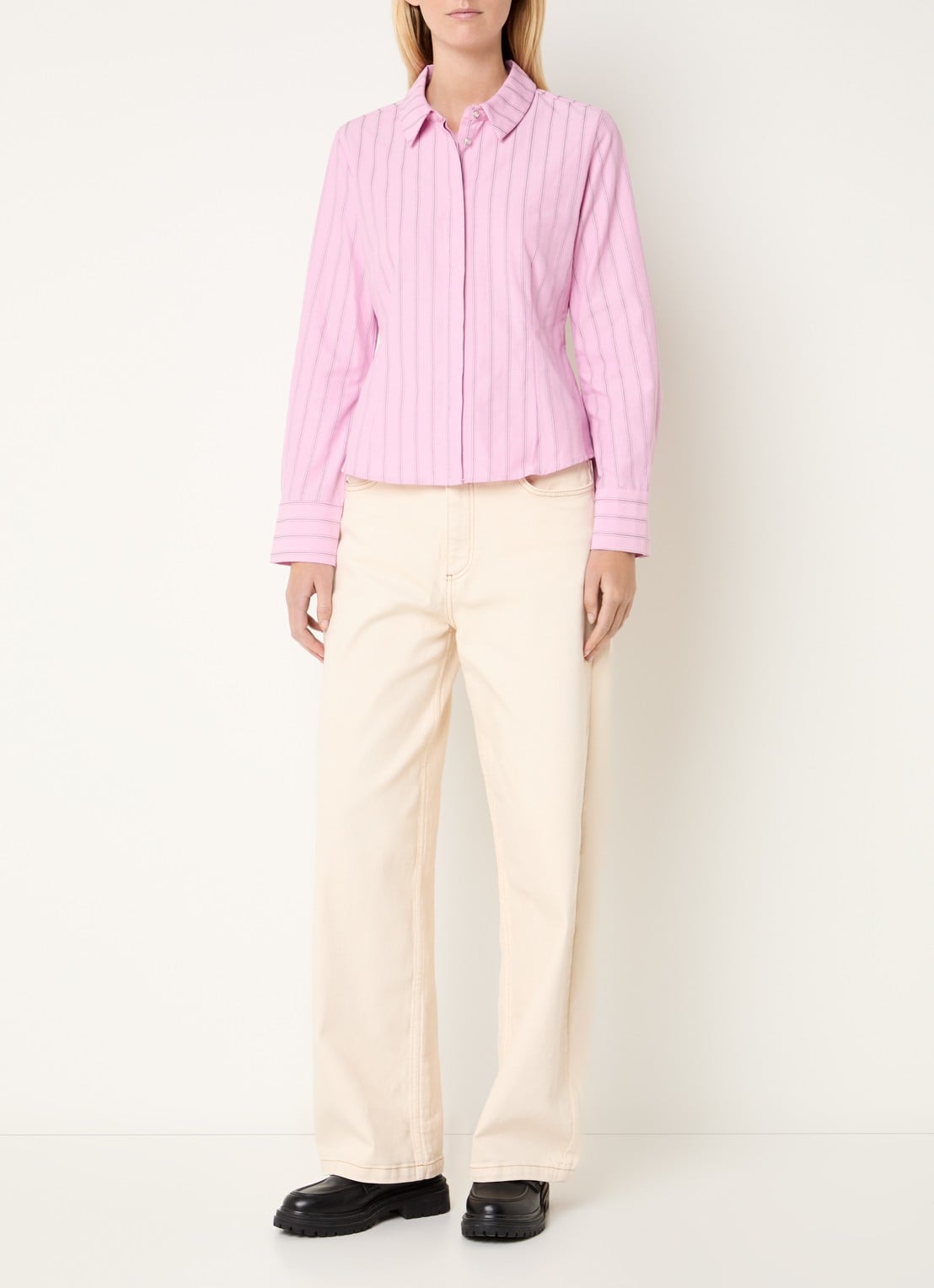 Modström Starlee blouse met streepprint - voorkant 4 roze
