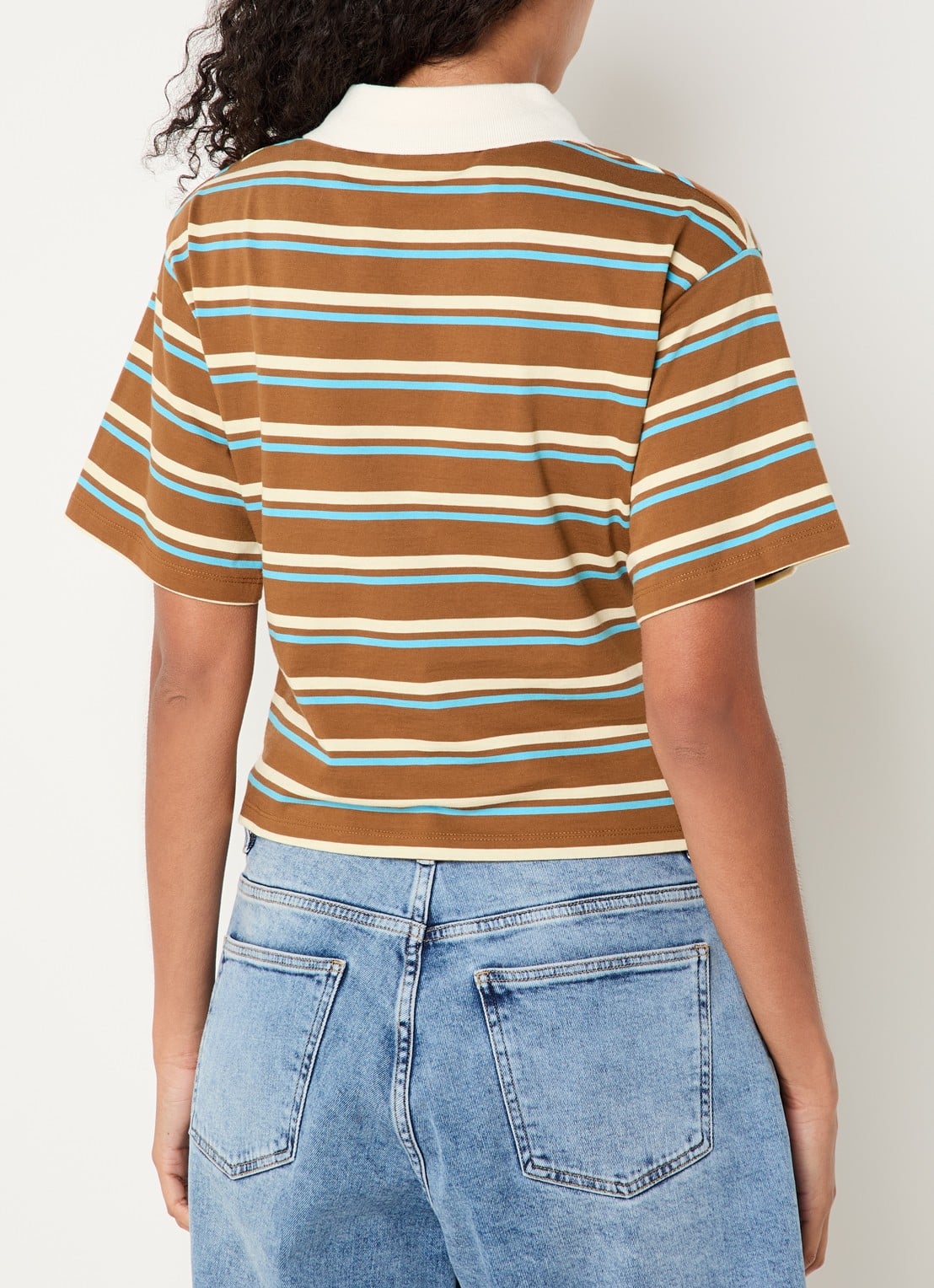 Modström Stetson polo met streepprint - achterkant oranjebruin