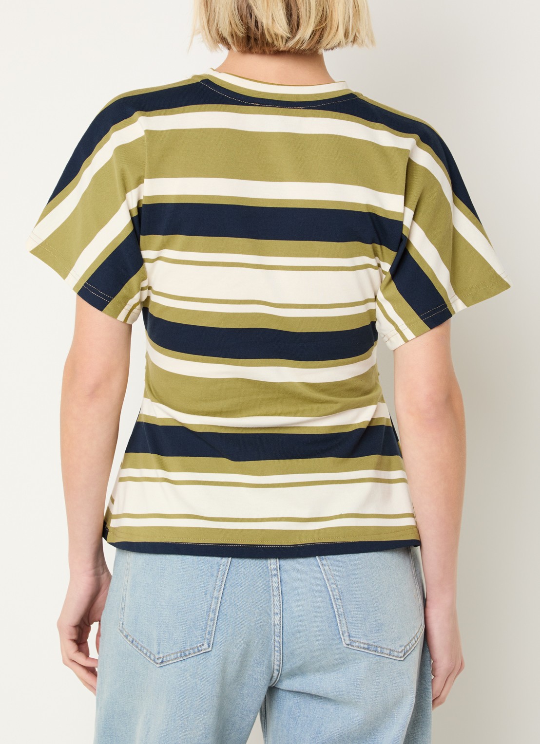 Modström T-shirt met streepprint - achterkant mosgroen