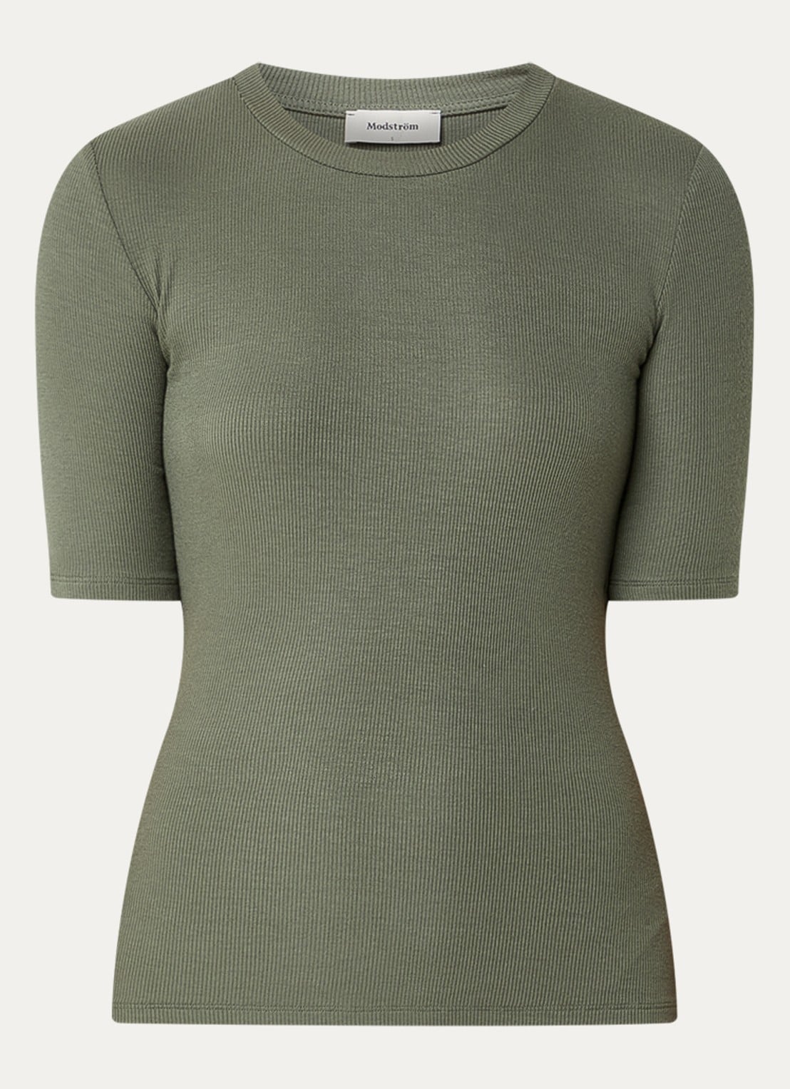 Modström T-shirt met - voorkant 3 olijfgroen