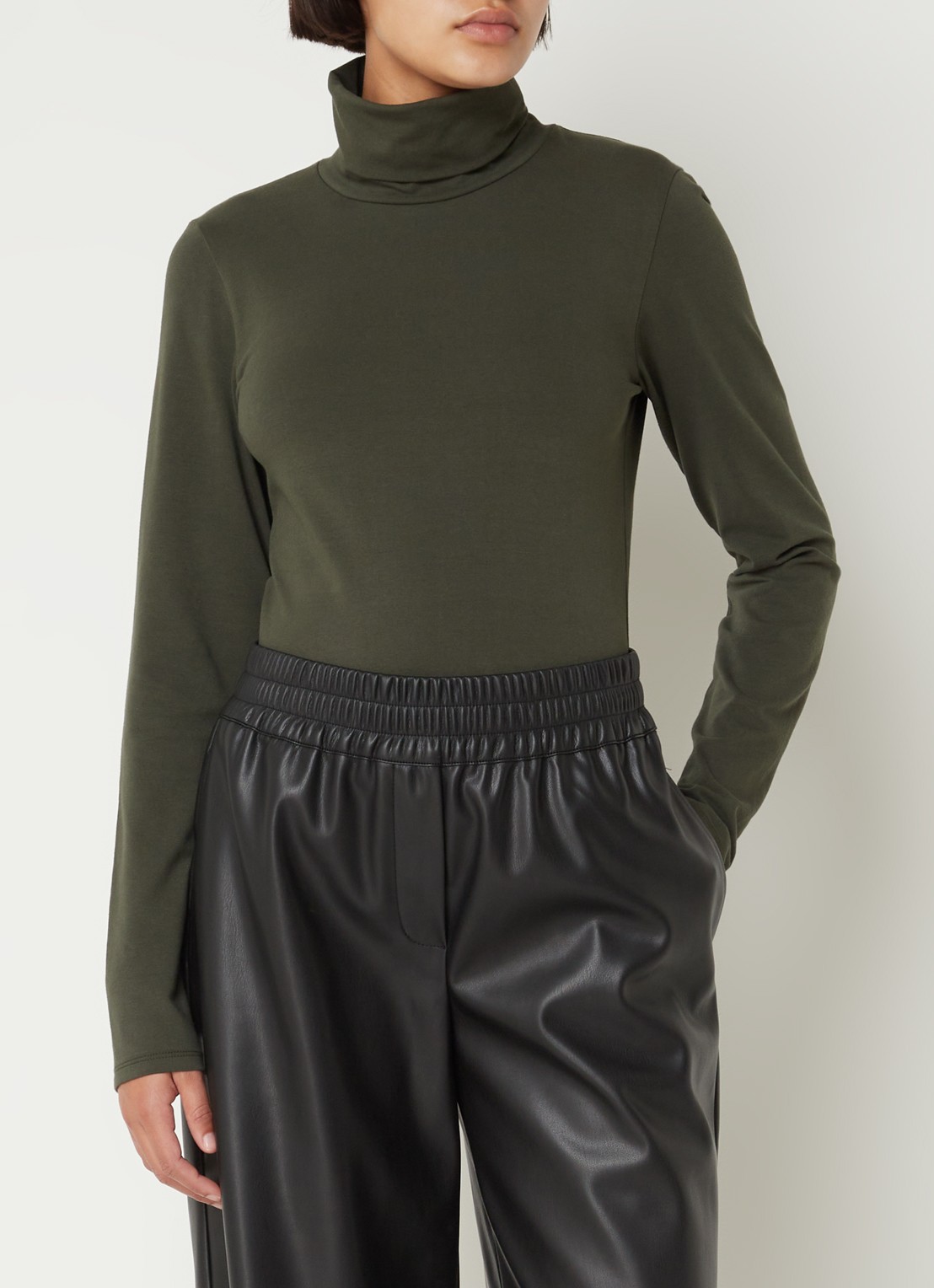 Modström Tanner longsleeve met col - detail donkergroen