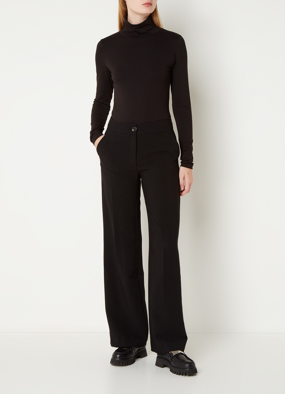 Modström Tanner longsleeve met col - voorkant 3 zwart