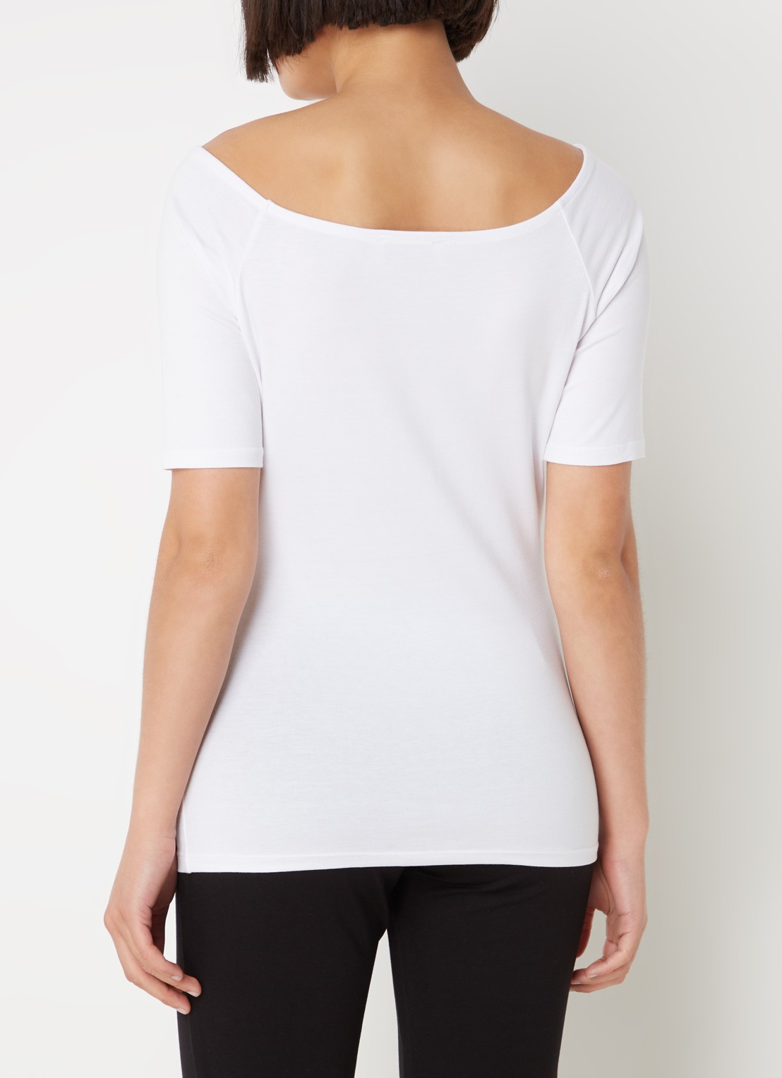 Modström Tansy top met boothals en stretch - achterkant 4 wit