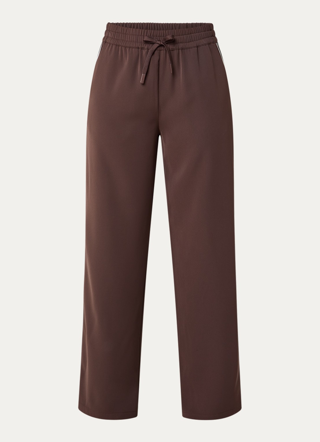 Modström Tinnie high waist wide fit trackpants met gestreept detail - voorkant bruin