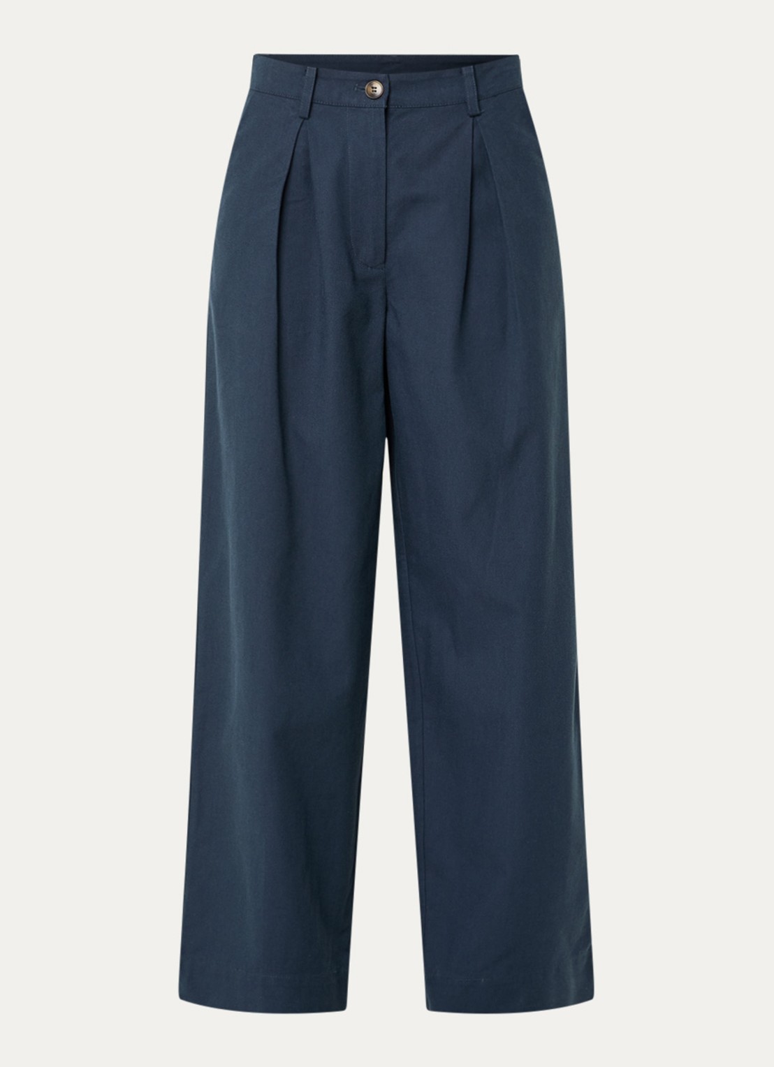 Modström Tore high waist wide fit pantalon met steekzakken - voorkant petrol