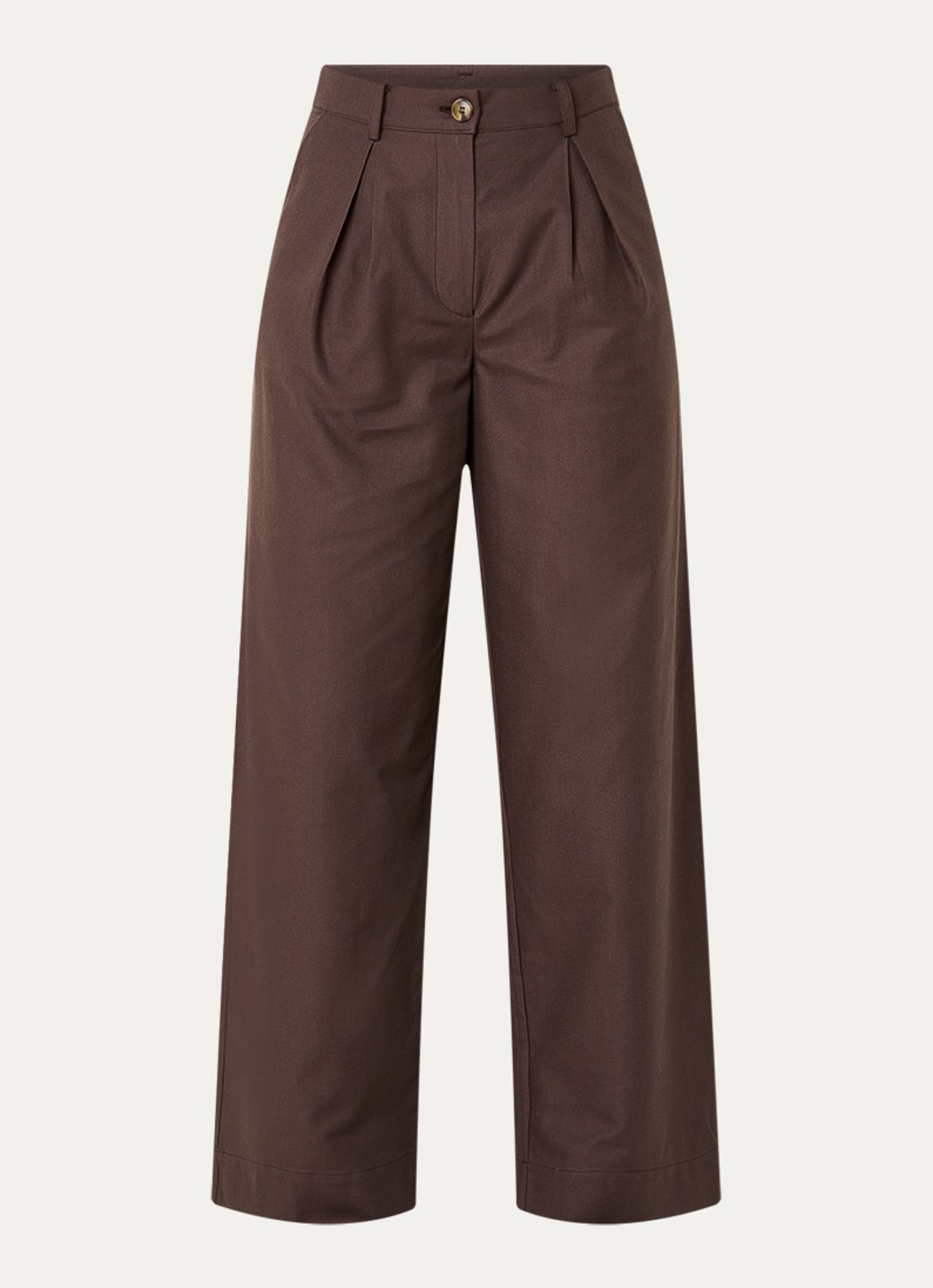 Modström Tore high waist wide fit pantalon met steekzakken - voorkant 3 donkerbruin