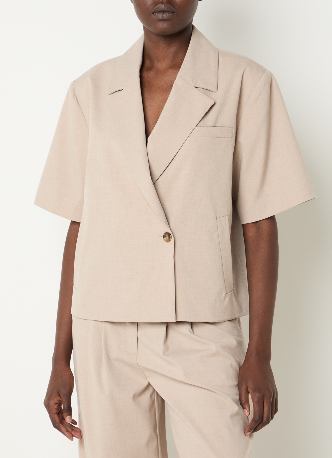 Modström Tuesday blazer met steekzakken - detail beige