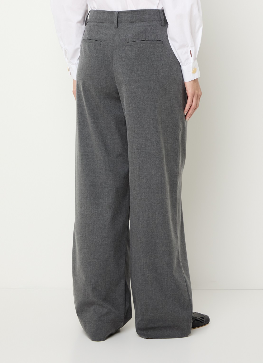 Modström Tuesday high waist loose fit pantalon met steekzakken - achterkant donkergrijs